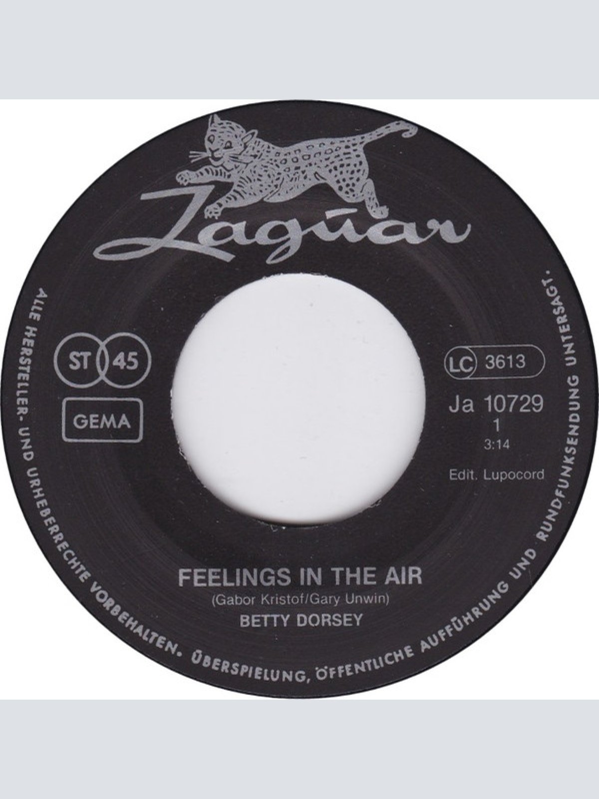 Vinyl / Betty Dorsey - Feelings In The Air / We Like Musik