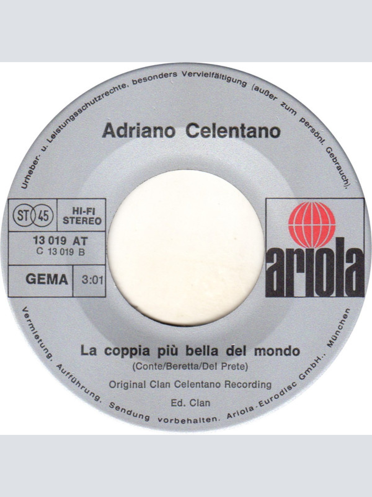 Vinyl / Adriano Celentano - Una Festa Sui Prati / La Coppia Più Bella Del Mondo
