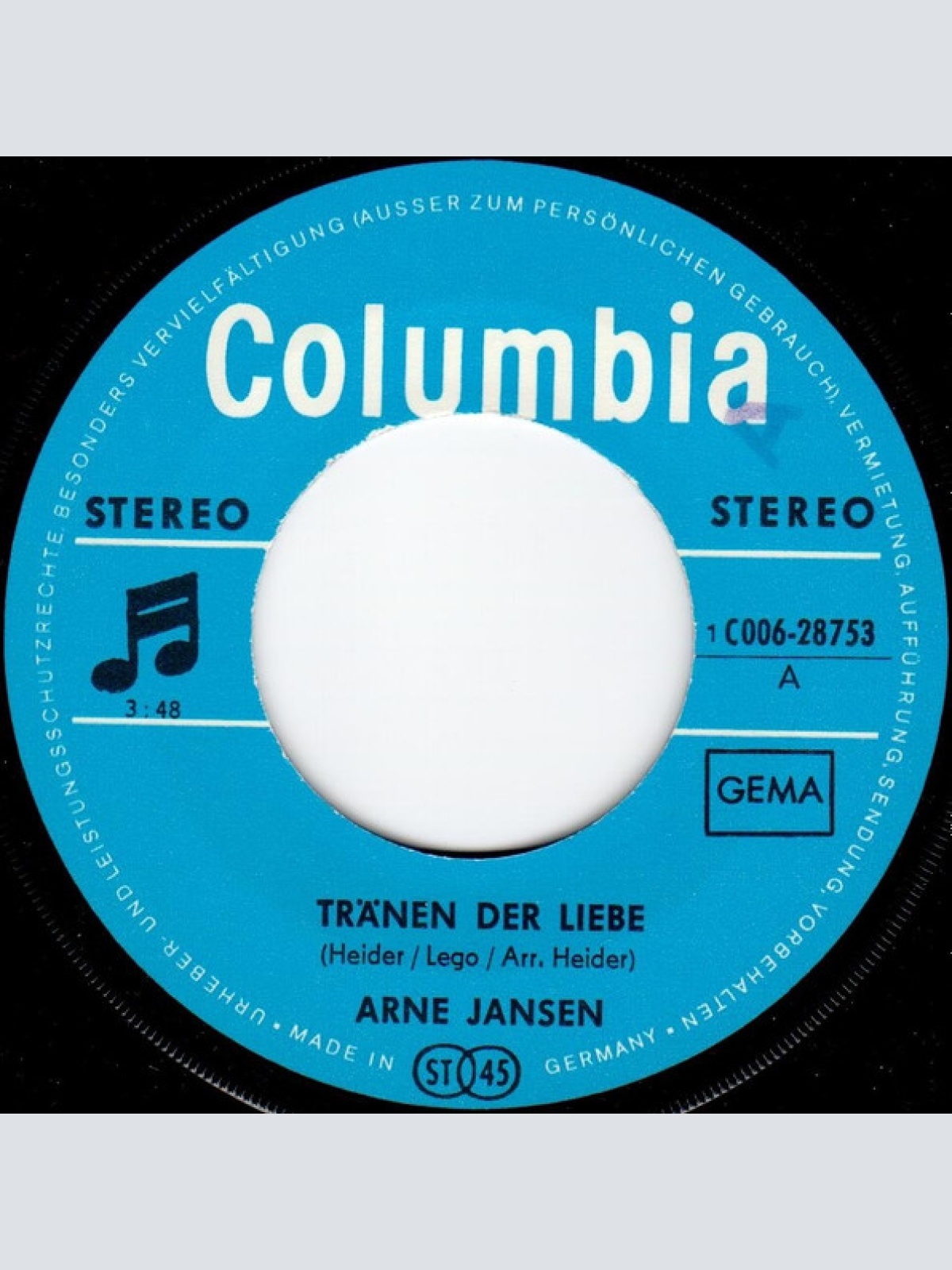 Vinyl / Arne Jansen (2) - Tränen Der Liebe / Mañana