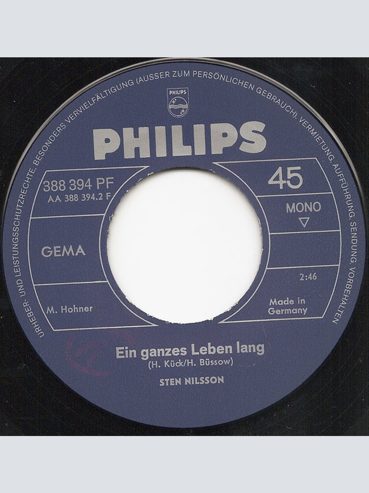 Vinyl / Sten Nilsson - Heut' Oder Morgen / Ein Ganzes Leben Lang