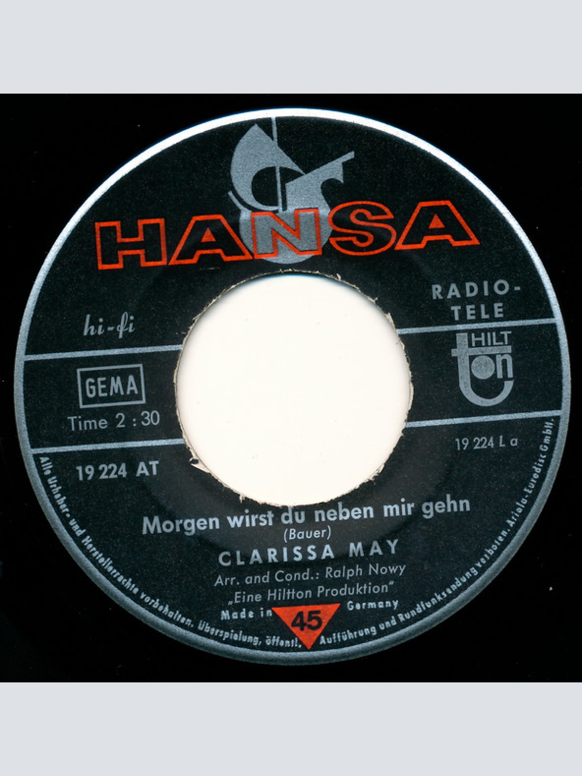 Vinyl / Clarissa May - Morgen Wirst Du Neben Mir Gehn / Addio