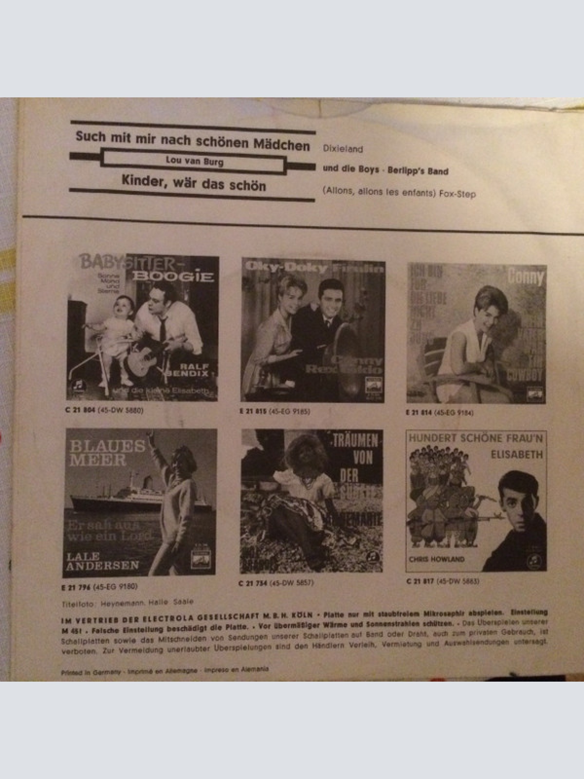 Vinyl / Lou Van Burg Und Die Boys*, Berlipp's Band - Such Mit Mir Nach Schönen Mädchen