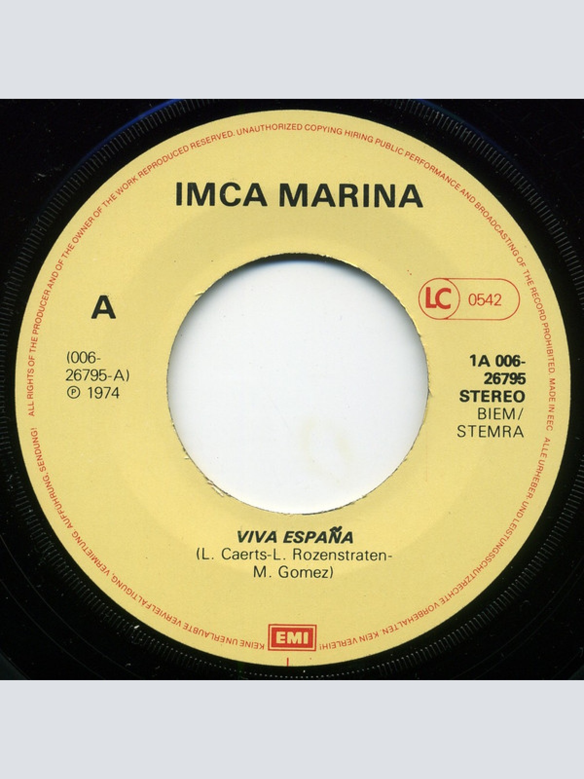 Vinyl / Imca Marina - Viva España / Vino (Waar Blijft De Wijn)