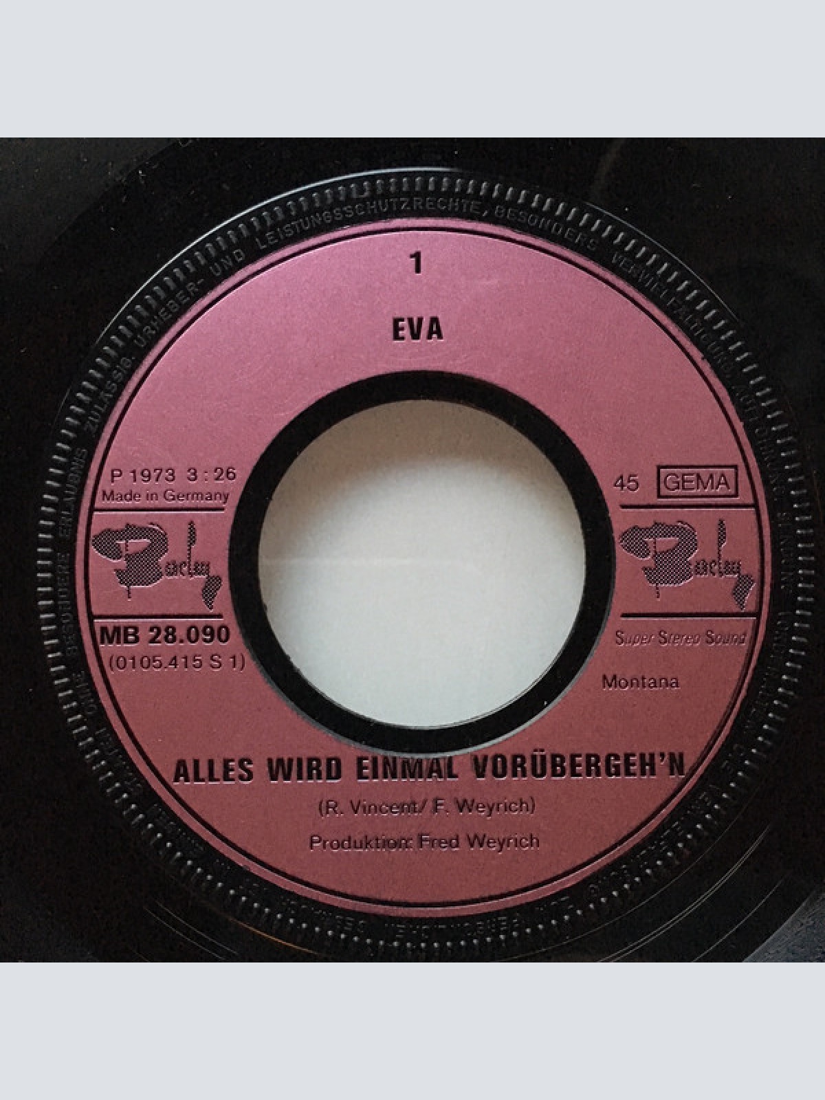 Vinyl / Eva (11) - Alles Wird Einmal Vorübergeh'n / Meine Balalaika