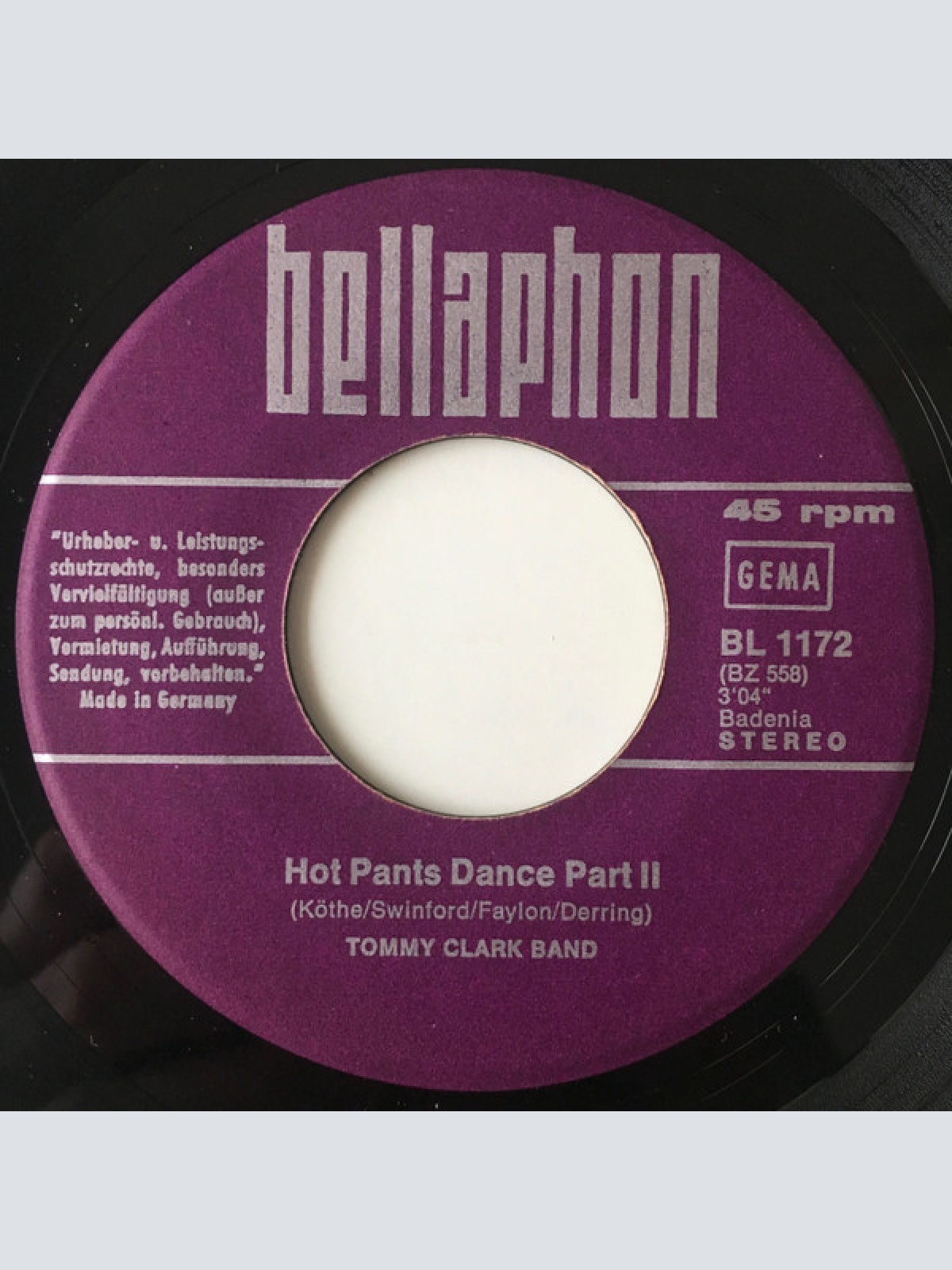 Vinyl / Tommy Clark Band - Hot Pants Dance
