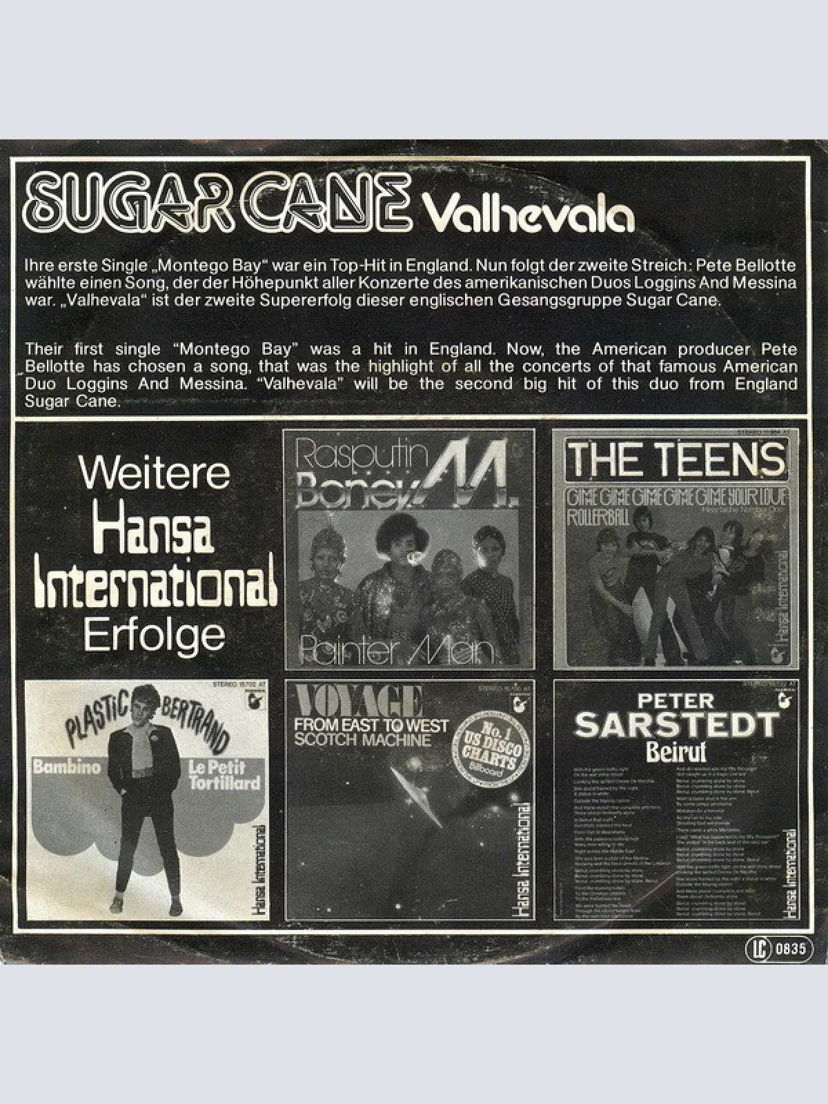 Vinyl / Sugar Cane - Valhevala / Too Bad It Ain't Good