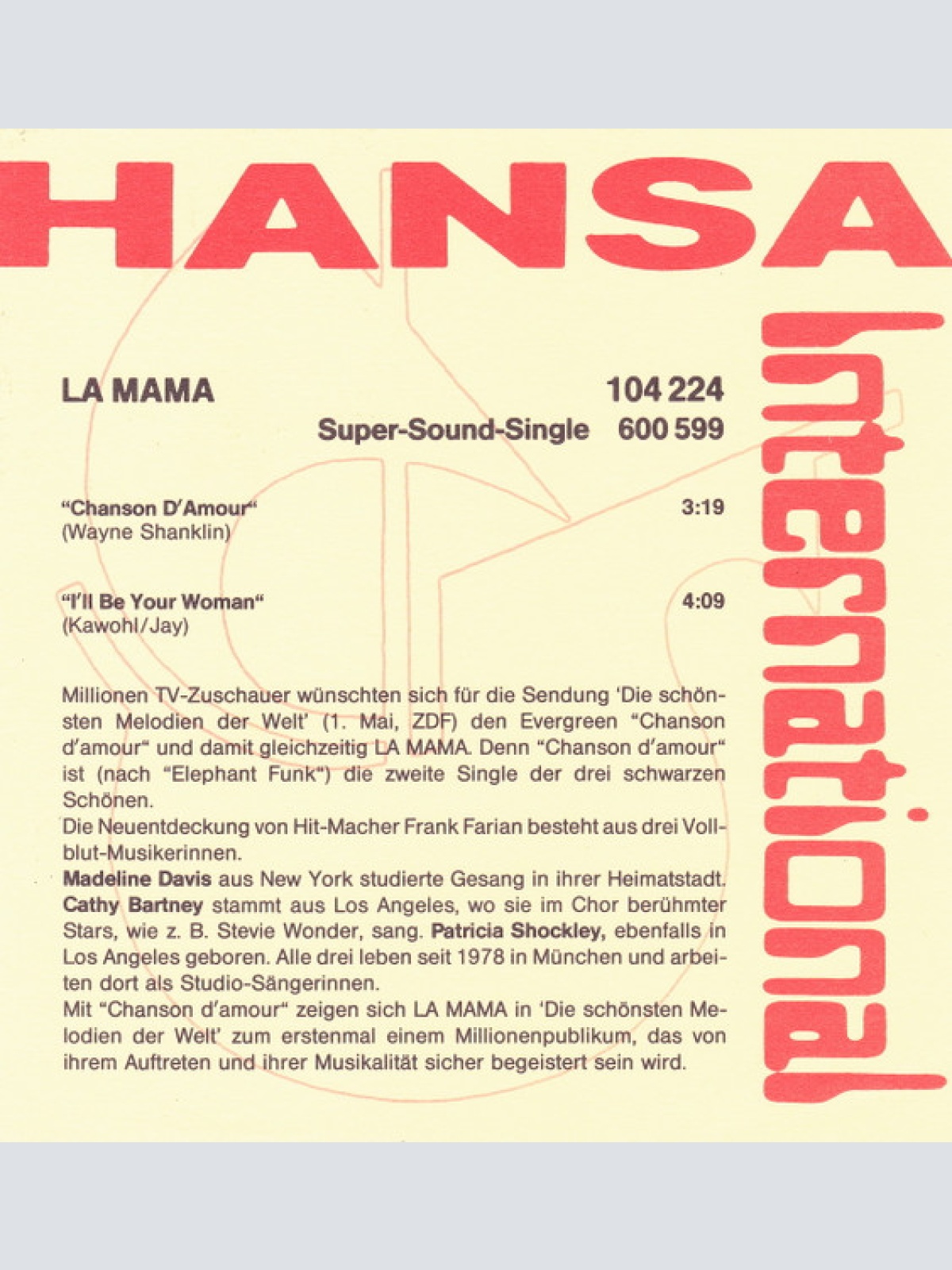 Vinyl / La Mama - Chanson D'Amour
