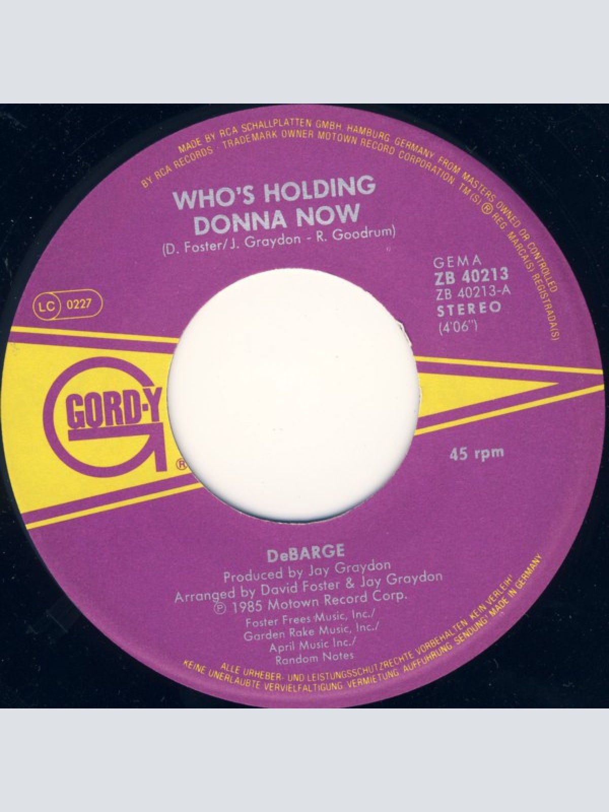 Vinyl / DeBarge - Who's Holding Donna Now
