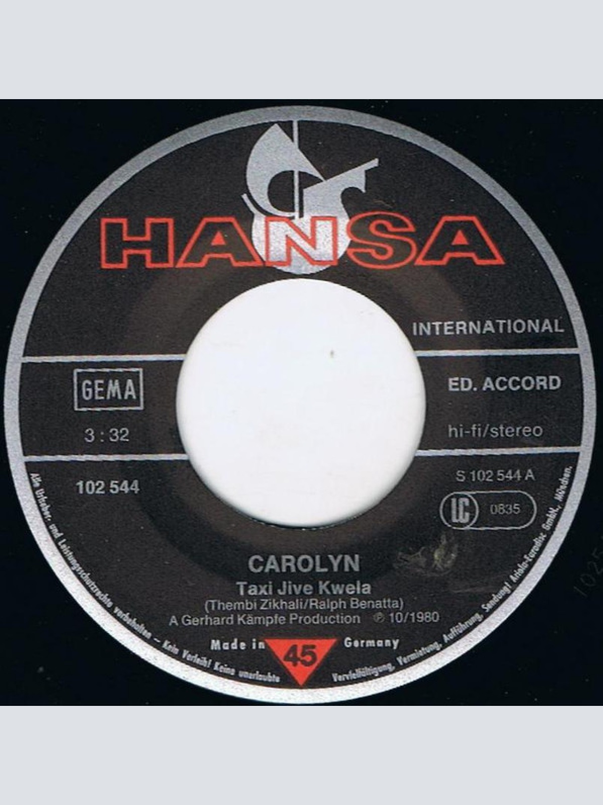 Vinyl / Carolyn (11) - Taxi Jive Kwela (Kwela Mfana)
