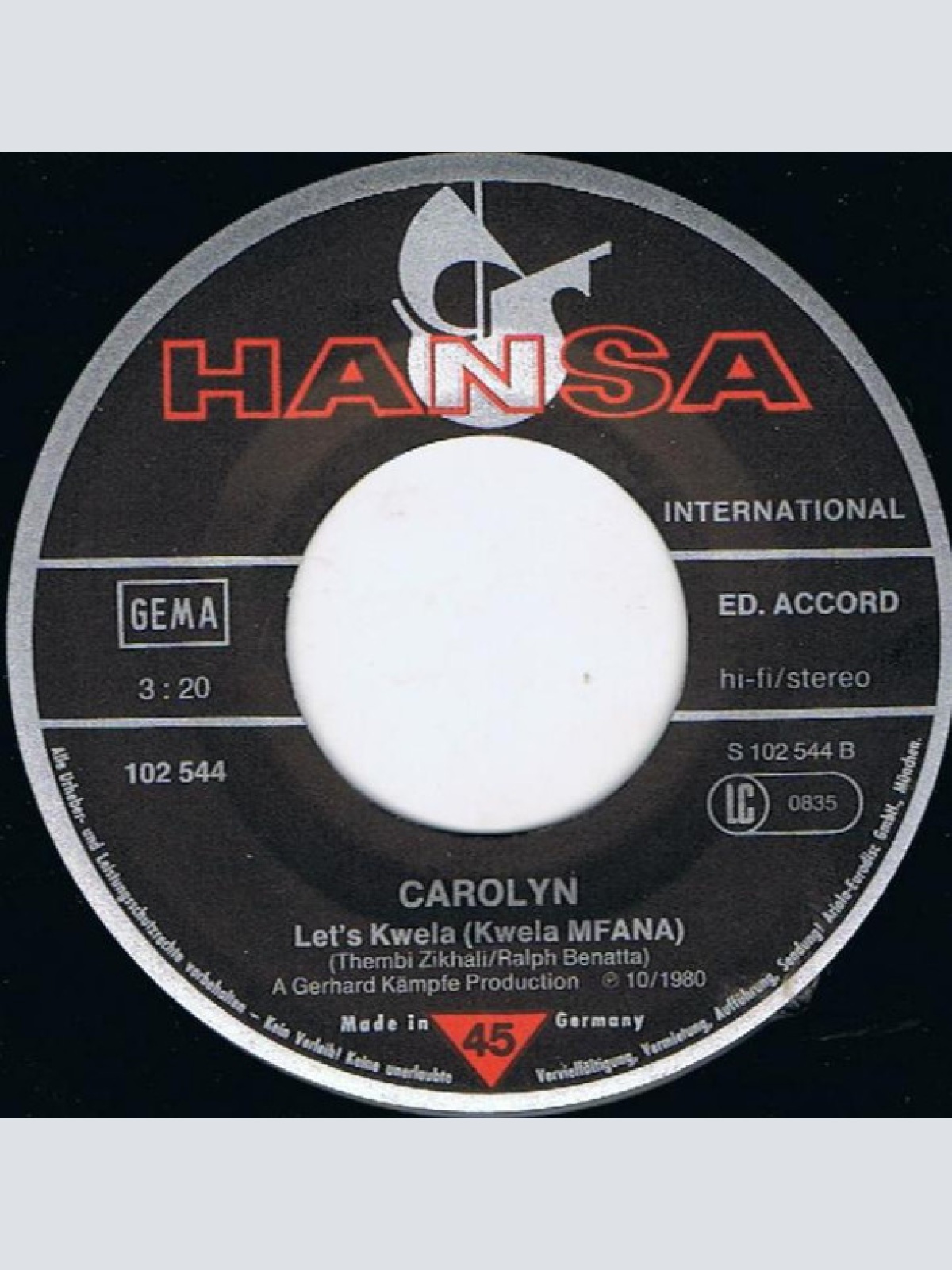 Vinyl / Carolyn (11) - Taxi Jive Kwela (Kwela Mfana)