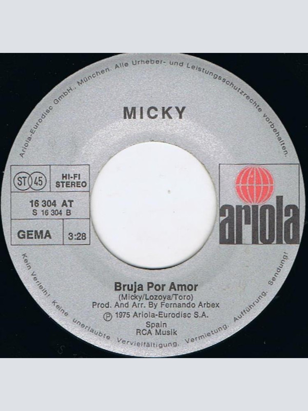 Vinyl / Micky (3) - Bye, Bye Fraeulein / Bruja Por Amor