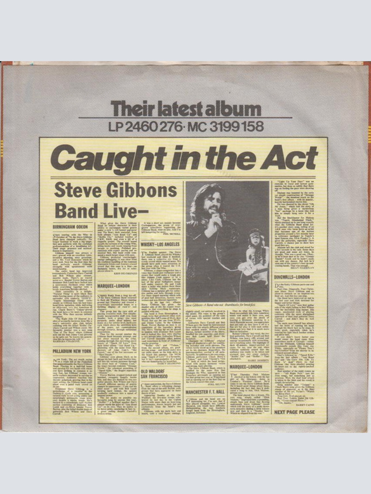 Vinyl / The Steve Gibbons Band* - Tupelo Mississippi Flash