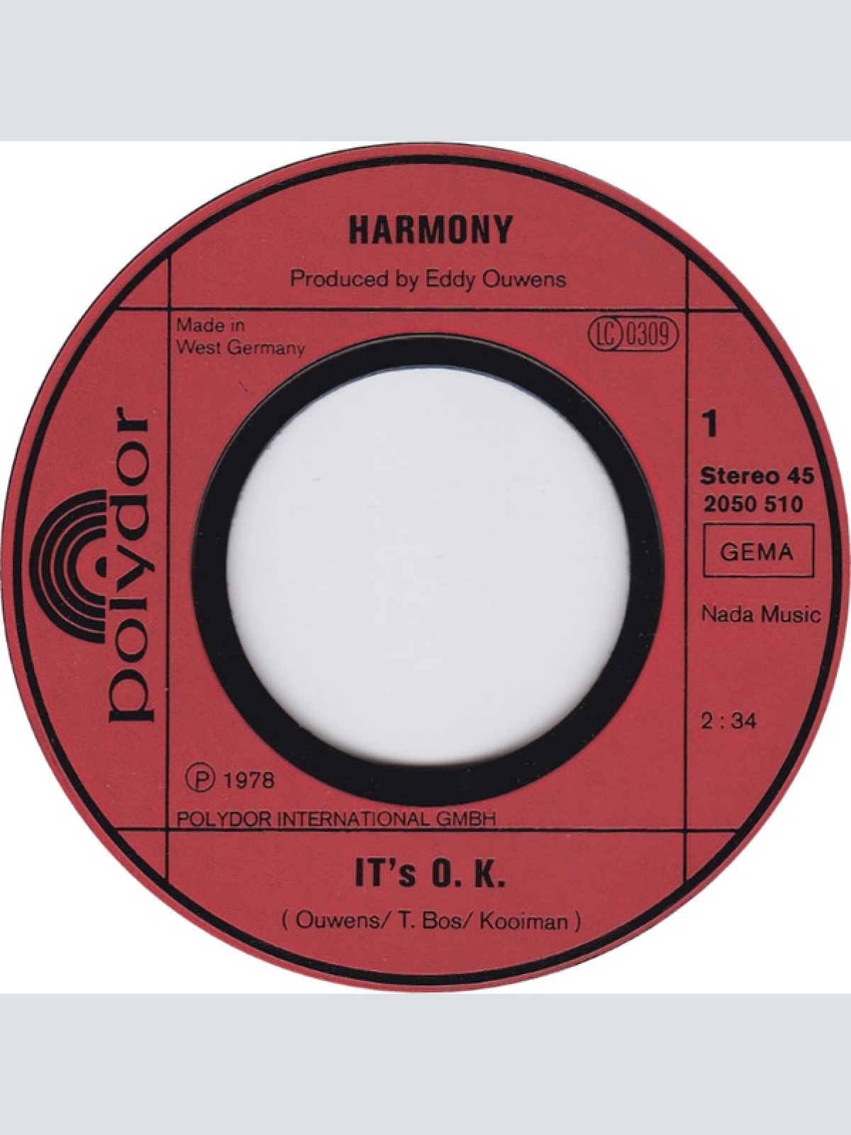 Vinyl / Harmony (12) - It's O.K.