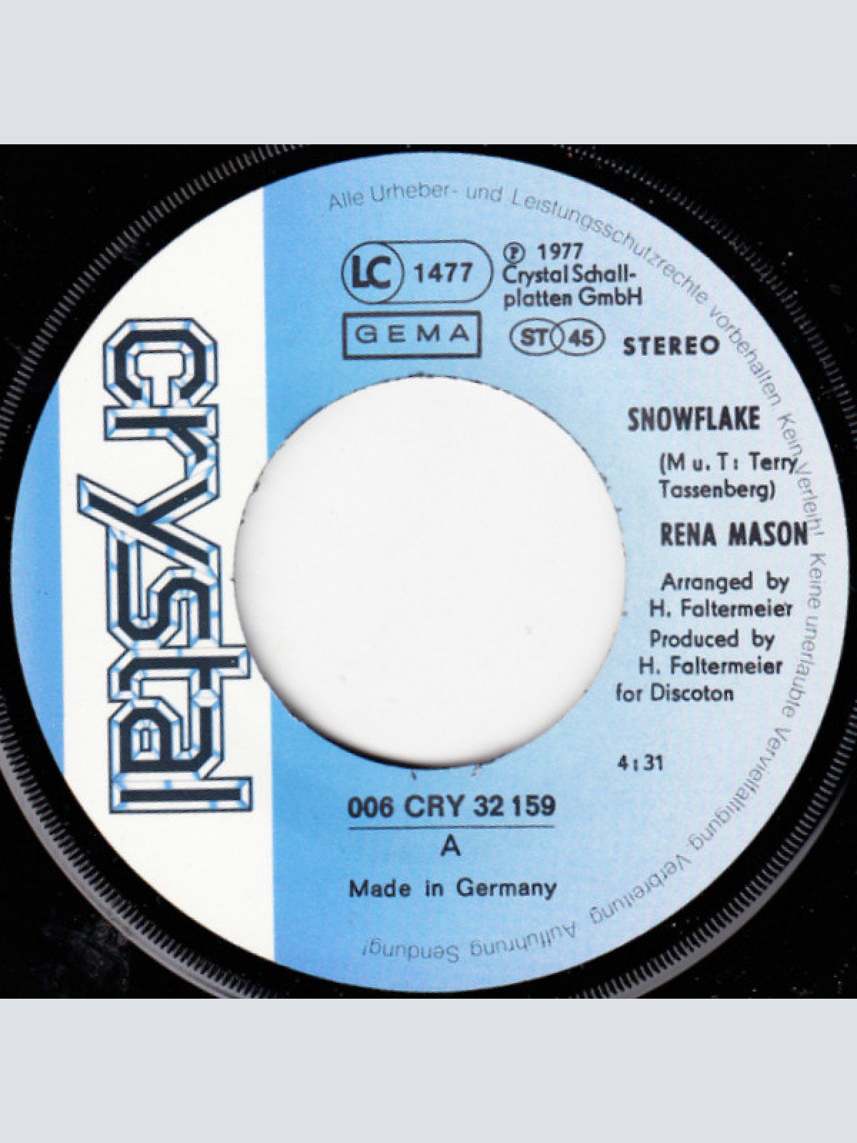 Vinyl / Rena Mason - Snowflake / She Was A Lady