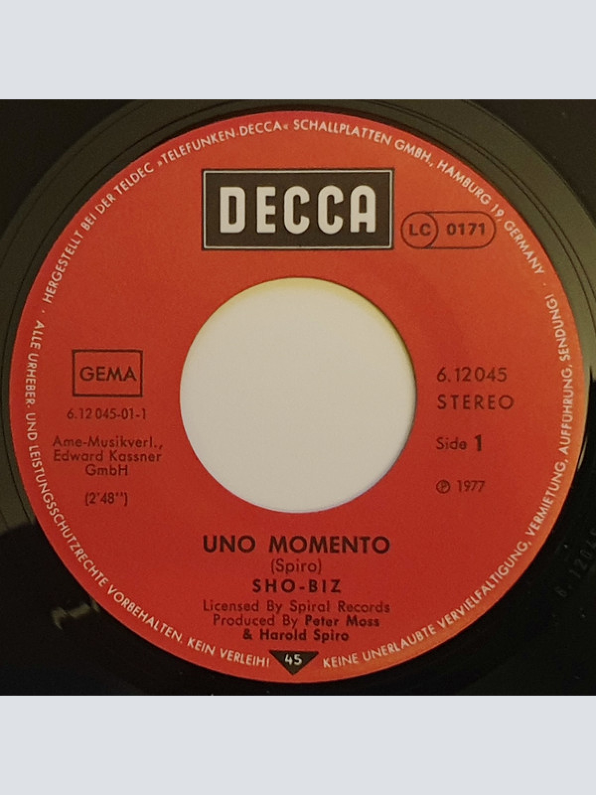 Vinyl / Sho-Biz - Uno Momento