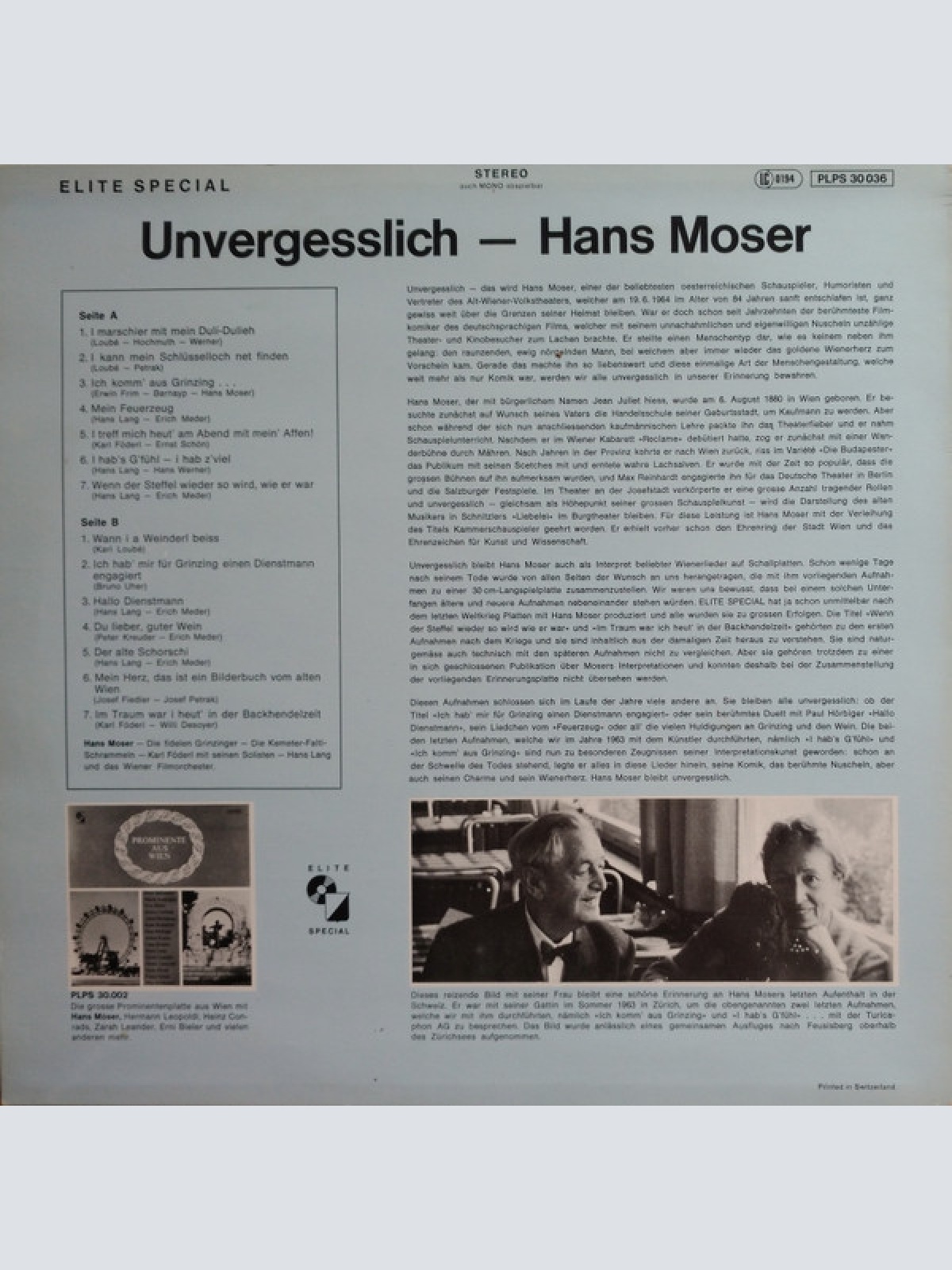 Vinyl / Hans Moser - Unvergesslich