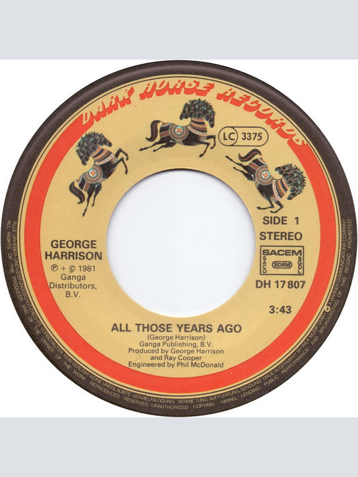 Vinyl / George Harrison - All Those Years Ago
