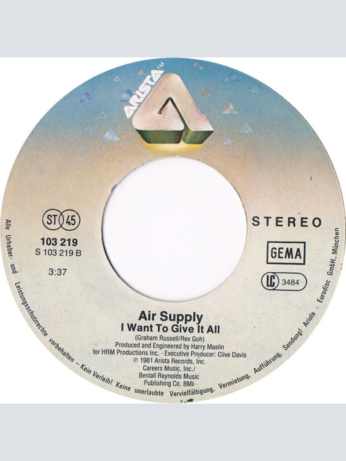 Vinyl / Air Supply - The One That You Love