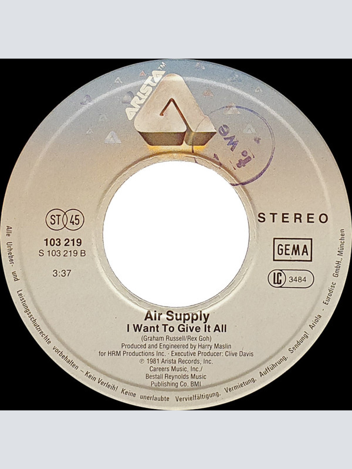 Vinyl / Air Supply - The One That You Love