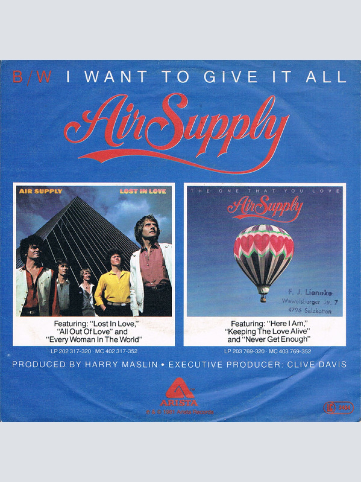 Vinyl / Air Supply - The One That You Love