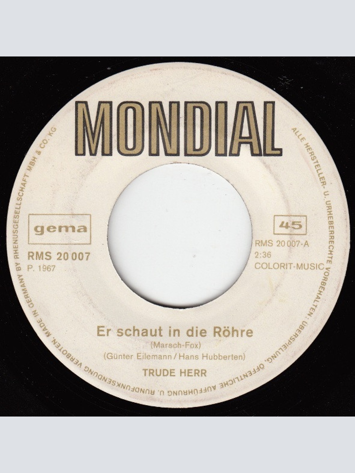 Vinyl / Trude Herr - Er Schaut In Die Röhre