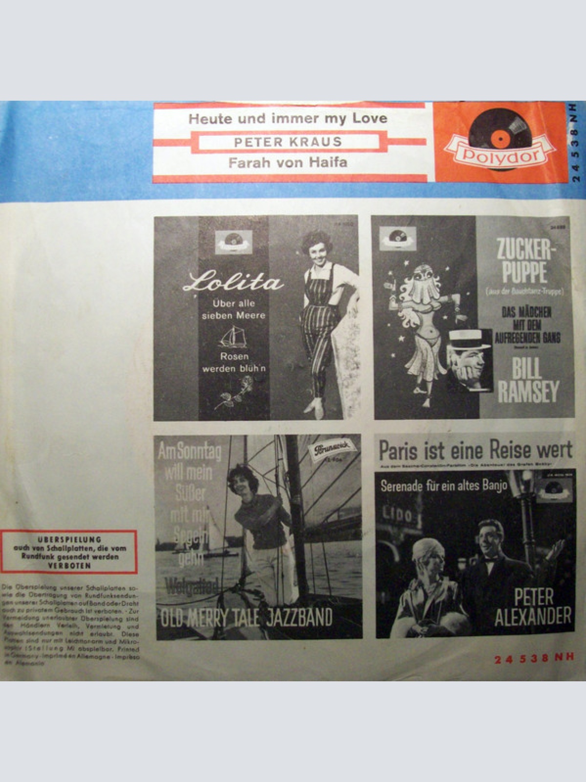 Vinyl / Peter Kraus - Heute Und Immer My Love / Farah Von Haifa