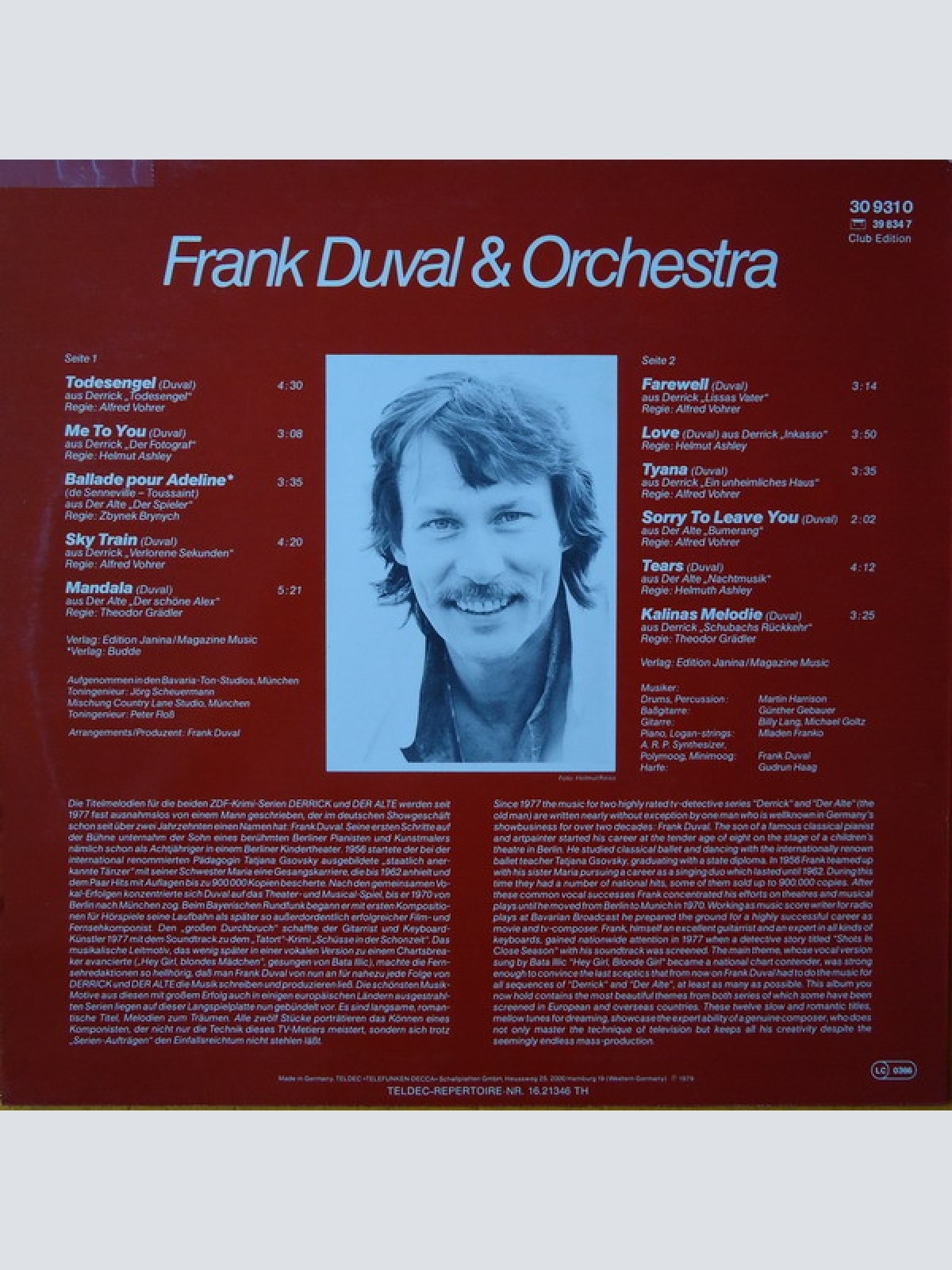 Vinyl / Frank Duval & Orchestra - Die Schönsten Melodien Aus "Derrick" Und "Der Alte"