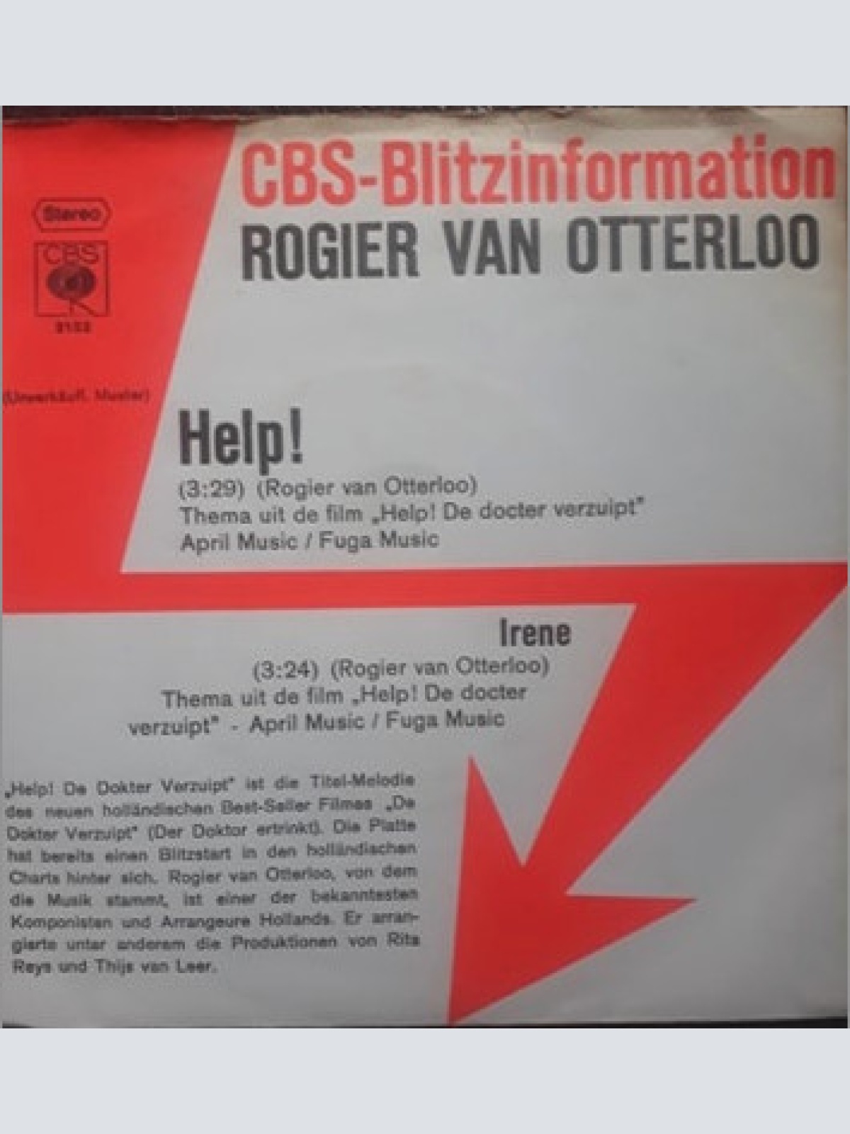 Vinyl / Rogier Van Otterloo - Help! / Irene