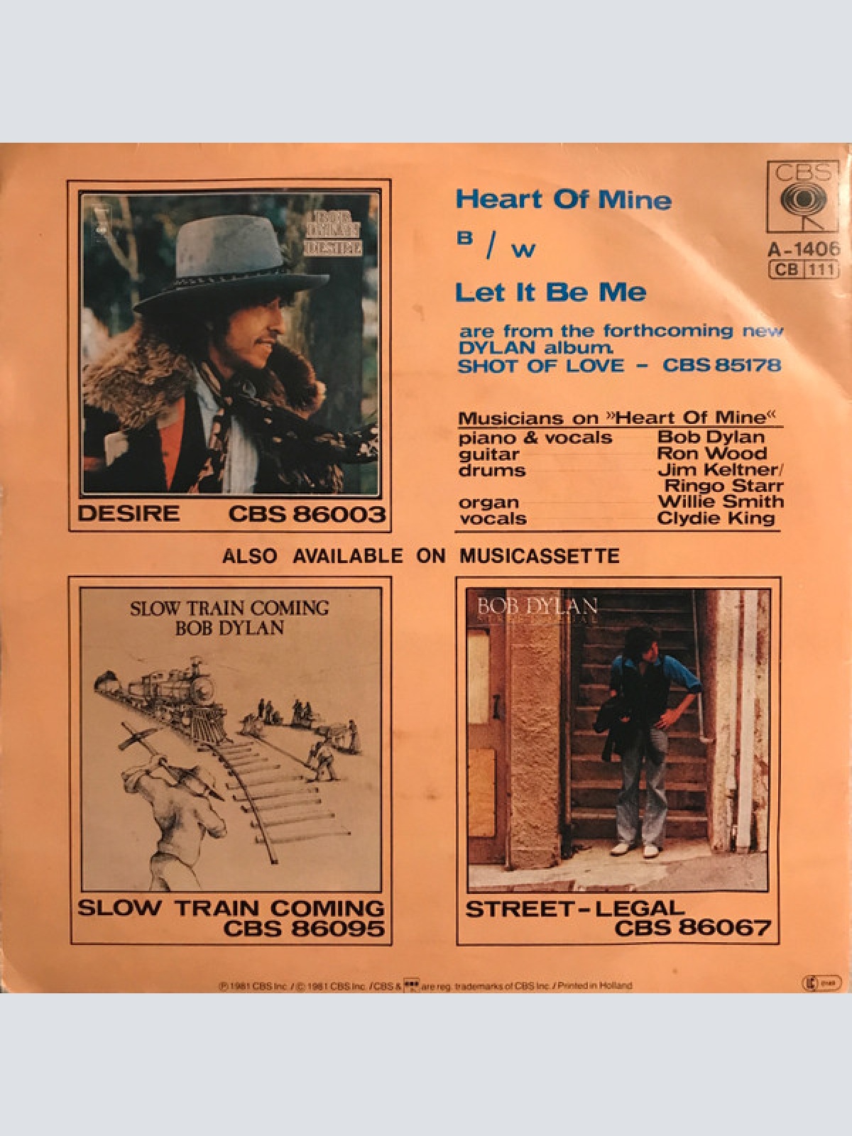 Vinyl / Bob Dylan - Heart Of Mine / Let It Be Me