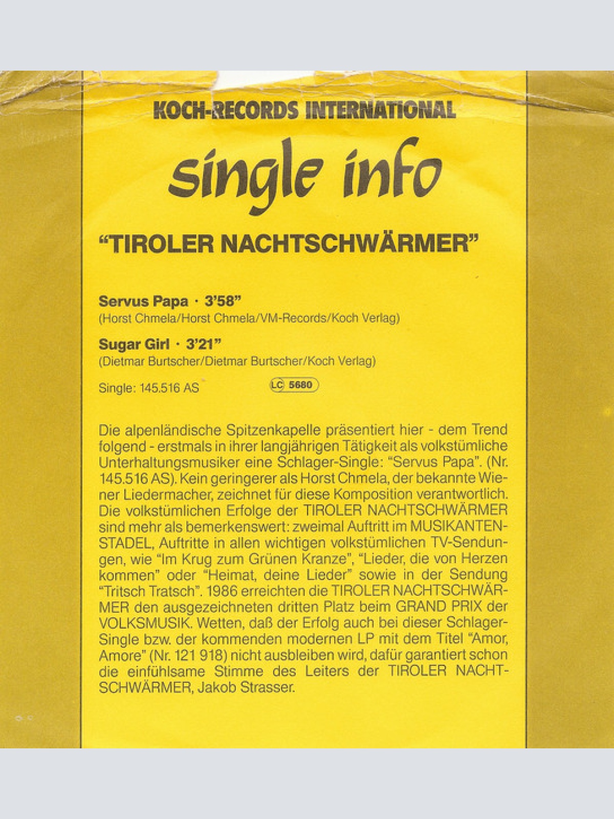 Vinyl / Tiroler Nachtschwärmer - Servus Papa!