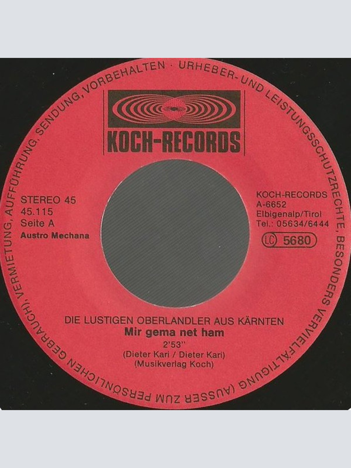 Vinyl / Die Lustigen Oberlandler Aus Kärnten* - Mir Gema Net Ham