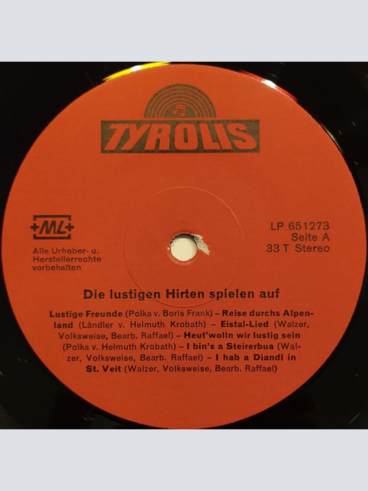 Vinyl / Die Lustigen Hirten - Spielen Auf