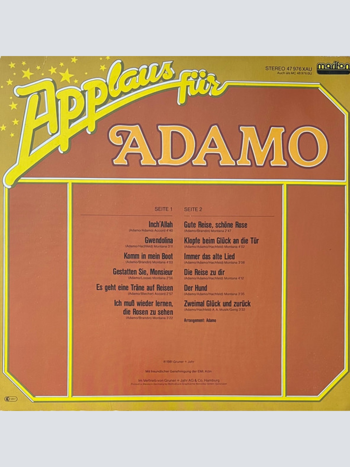 Vinyl / Adamo - Applaus für Adamo