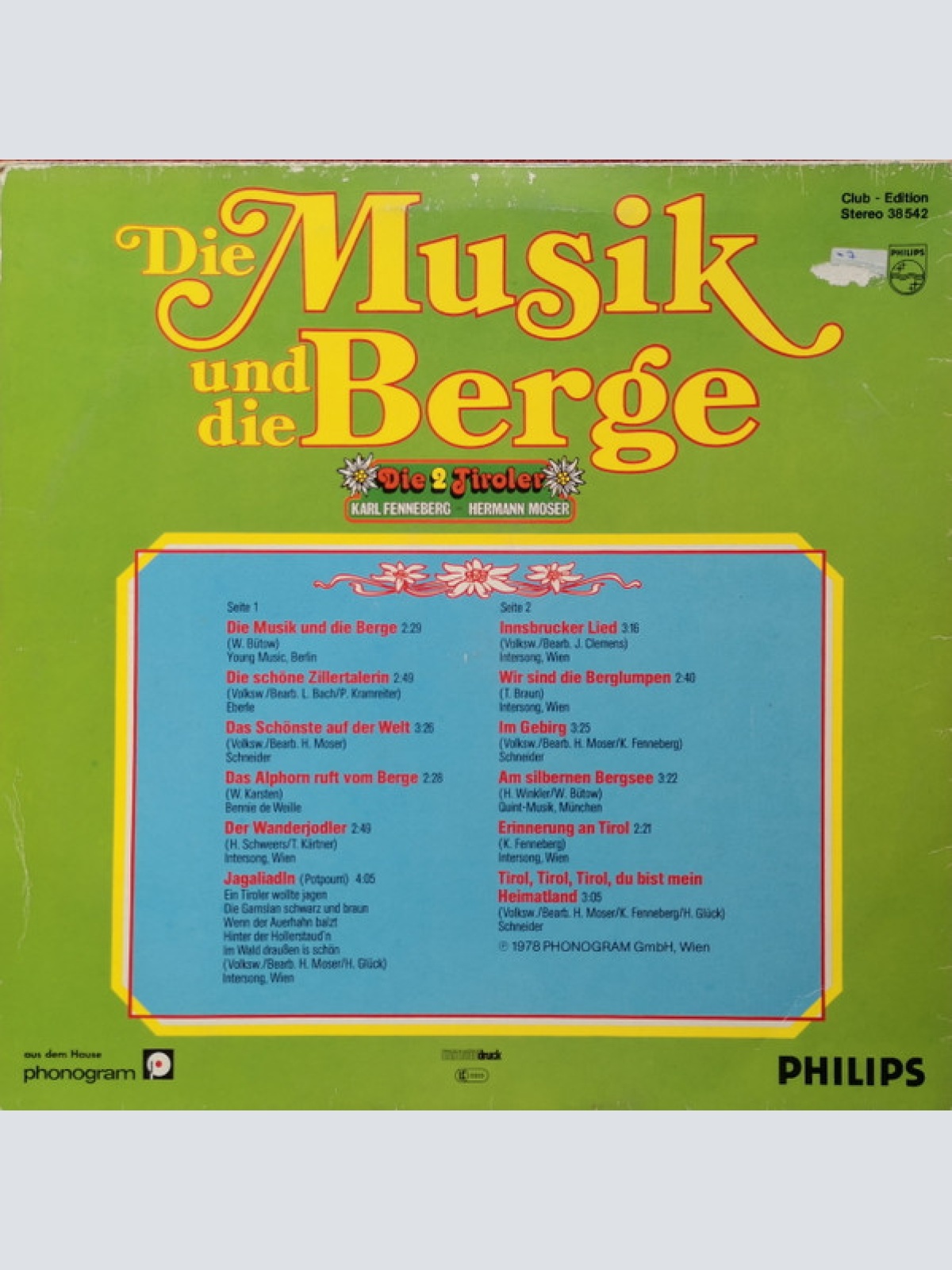 Vinyl / Die 2 Tiroler Karl Fenneberg ~ Hermann Moser* - Die Musik Und Die Berge
