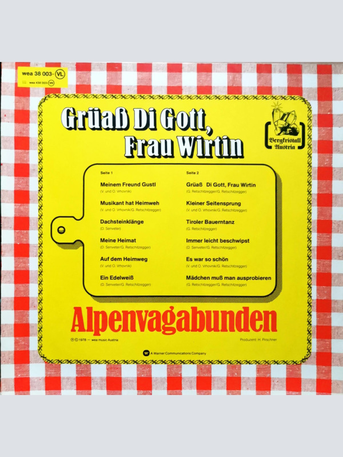 Vinyl / Alpenvagabunden - Grüaß Die Gott, Frau Wirtin