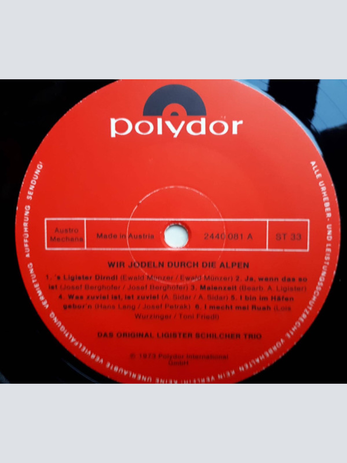 Vinyl / Das Original Ligister Schilcher Trio* - Wir Jodeln Durch Die Alpen