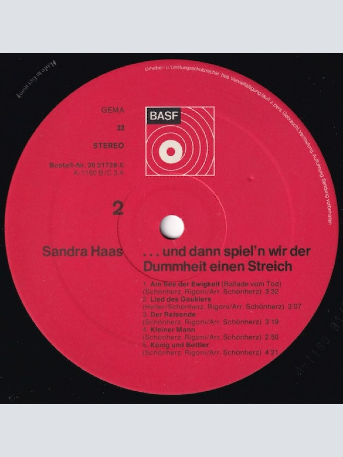 Vinyl / Sandra Haas - ... Und Dann Spiel'n Wir Der Dummheit Einen Streich