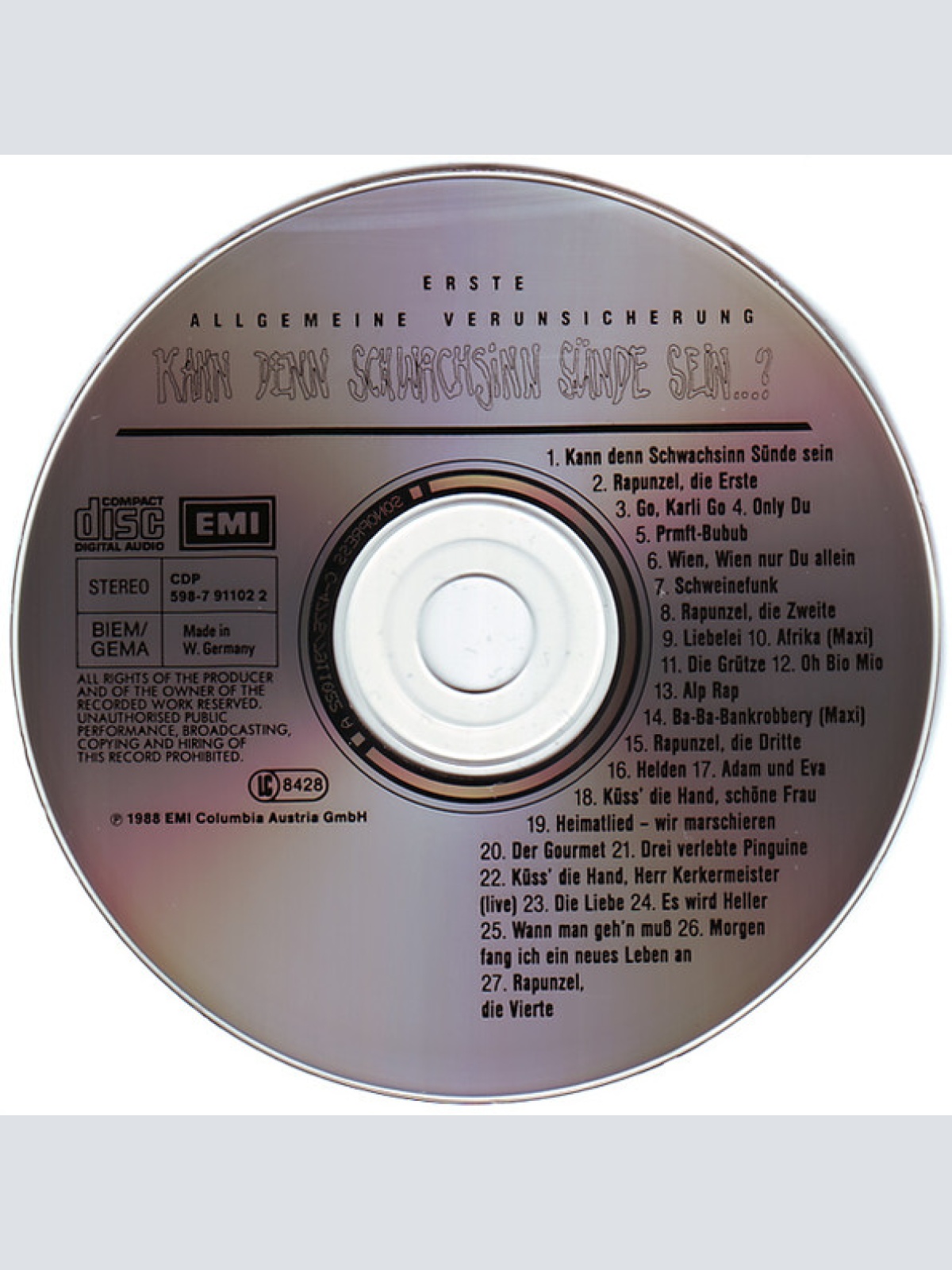 CD / Erste Allgemeine Verunsicherung* - Kann Denn Schwachsinn Sünde Sein...?