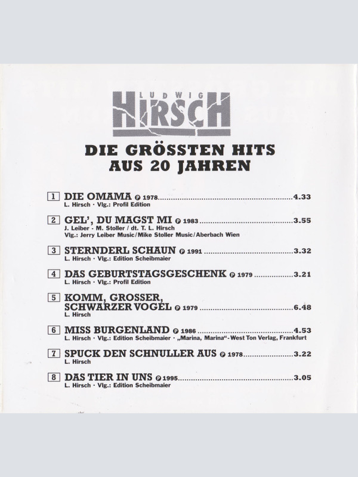 CD / Ludwig Hirsch - Die Grössten Hits Aus 20 Jahren