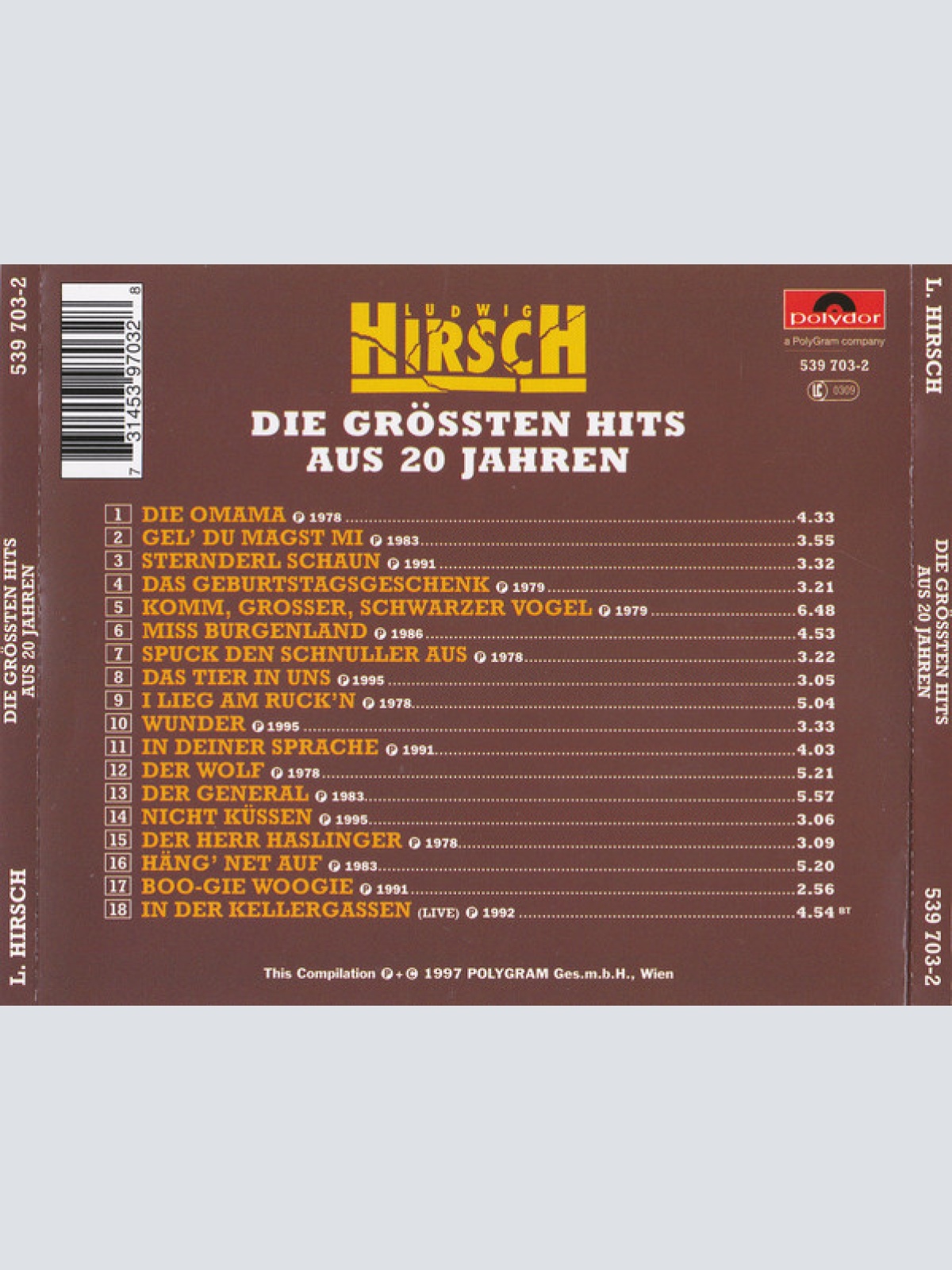 CD / Ludwig Hirsch - Die Grössten Hits Aus 20 Jahren