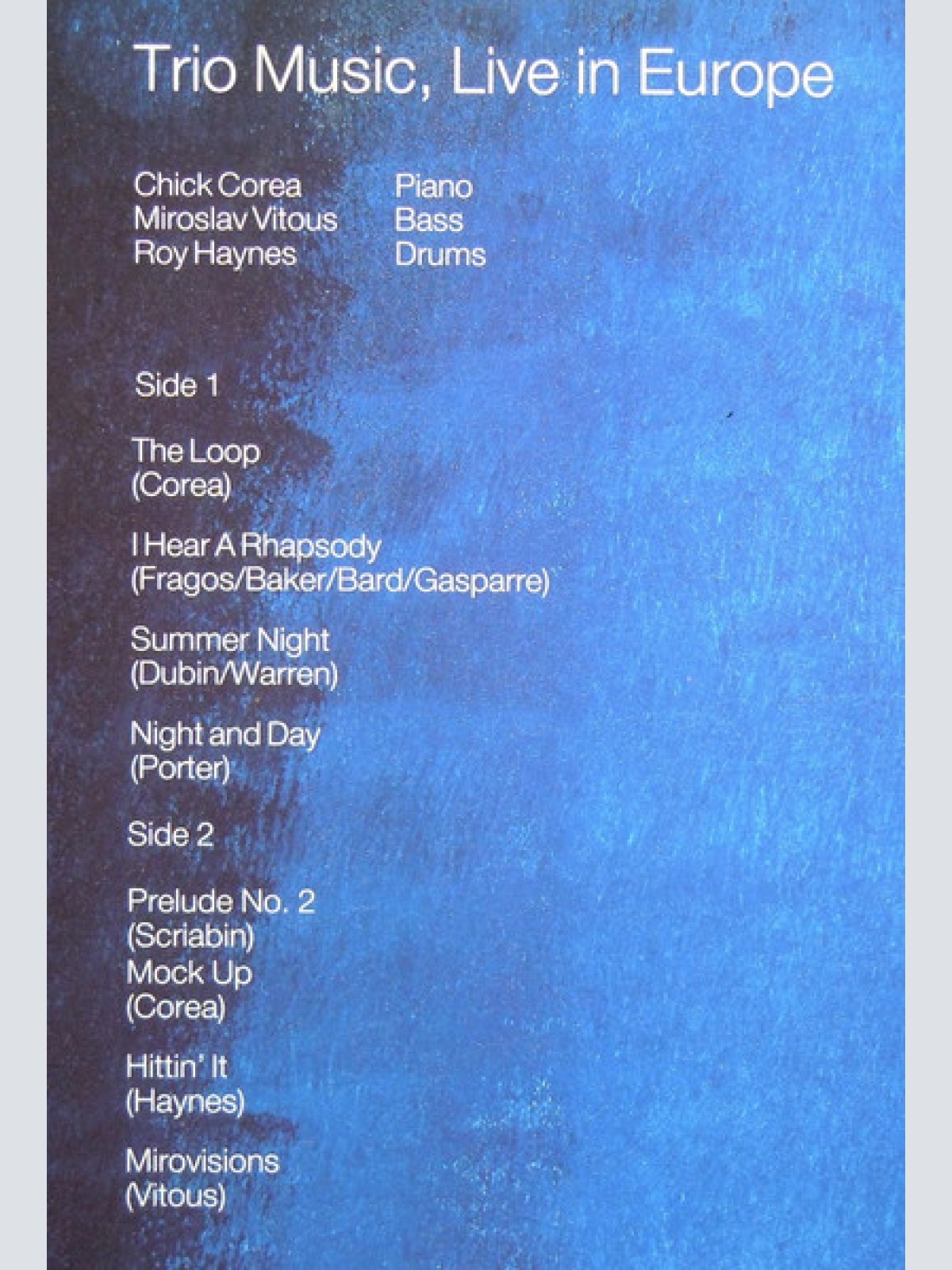 Vinyl / Chick Corea, Miroslav Vitous, Roy Haynes - Trio Music, Live In Europe