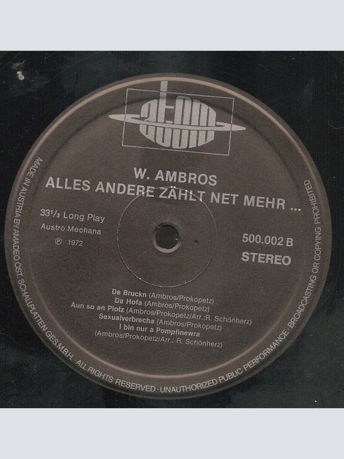 Vinyl / W. Ambros* - Alles Andere Zählt Net Mehr...