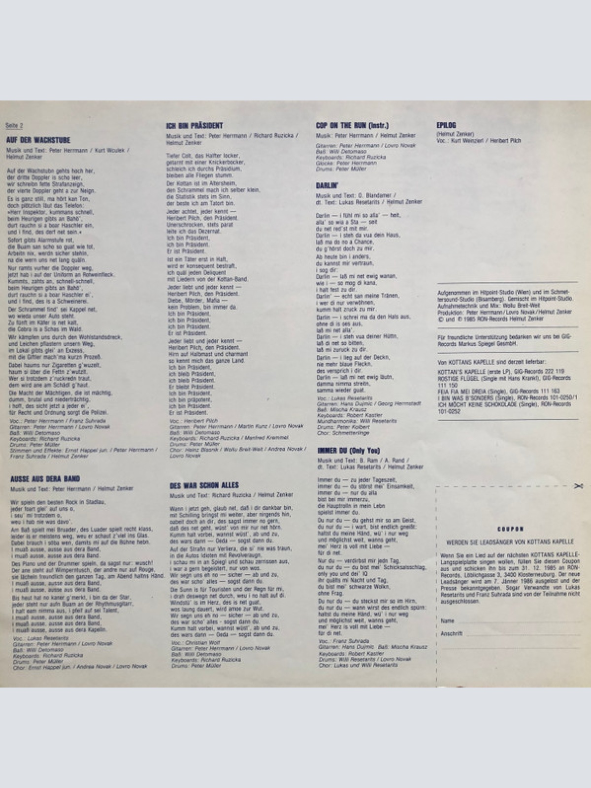 Vinyl / Kottans Kapelle* - Schrumm-Schrumm