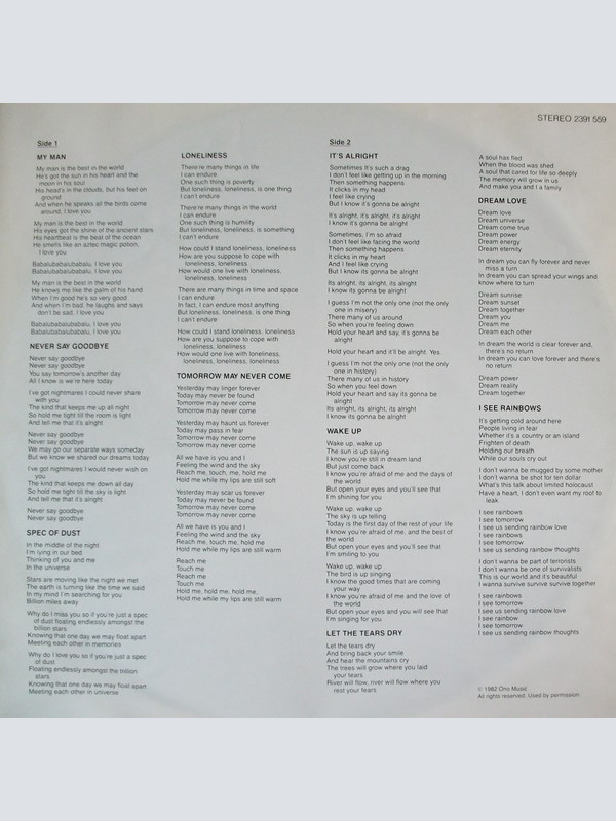 Vinyl / Yoko Ono - It's Alright (I See Rainbows)