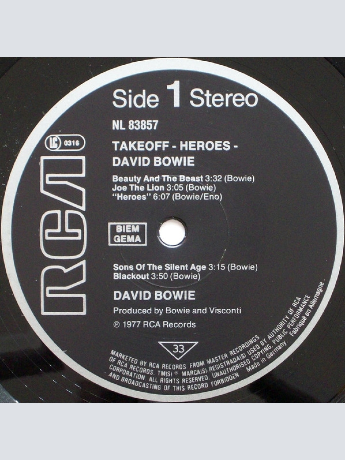Vinyl / David Bowie - "Heroes" / Takeoff - Heroes
