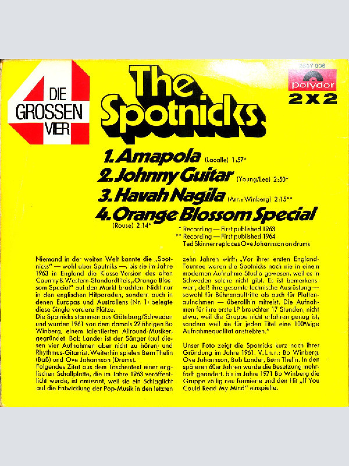 Vinyl / The Spotnicks - Die Grossen Vier Von The Spotnicks
