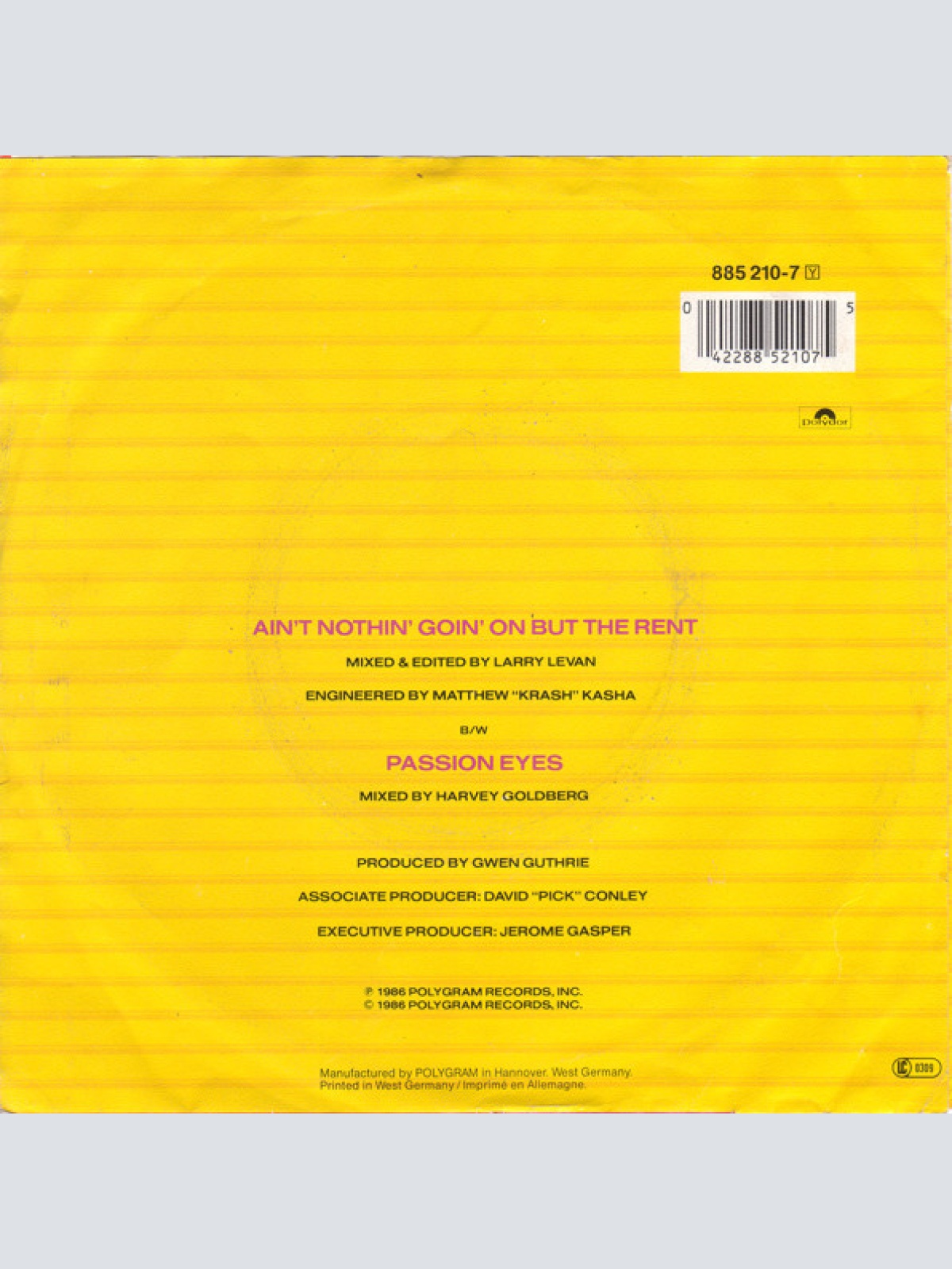 Vinyl / Gwen Guthrie - Ain't Nothin' Goin' On But The Rent