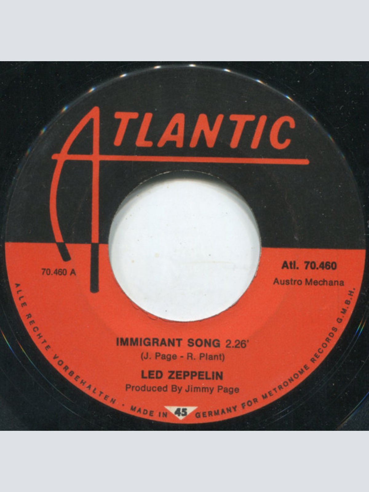 Vinyl / Led Zeppelin - Immigrant Song / Hey, Hey, What Can I Do