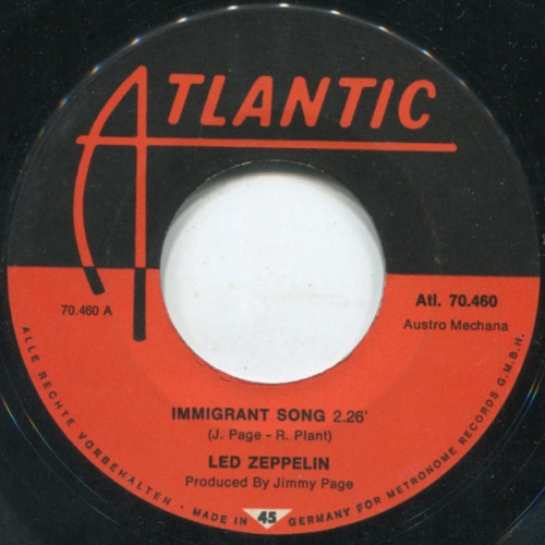 Vinyl / Led Zeppelin - Immigrant Song / Hey, Hey, What Can I Do