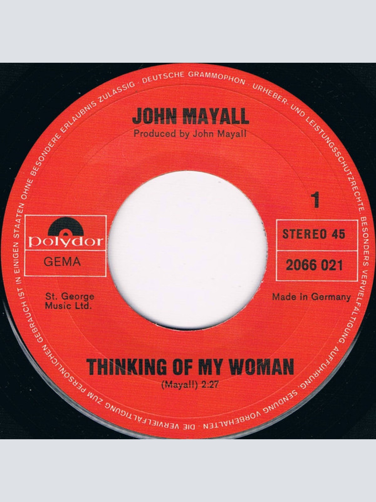 Vinyl / John Mayall - Thinking Of My Woman / Plan Your Revolution